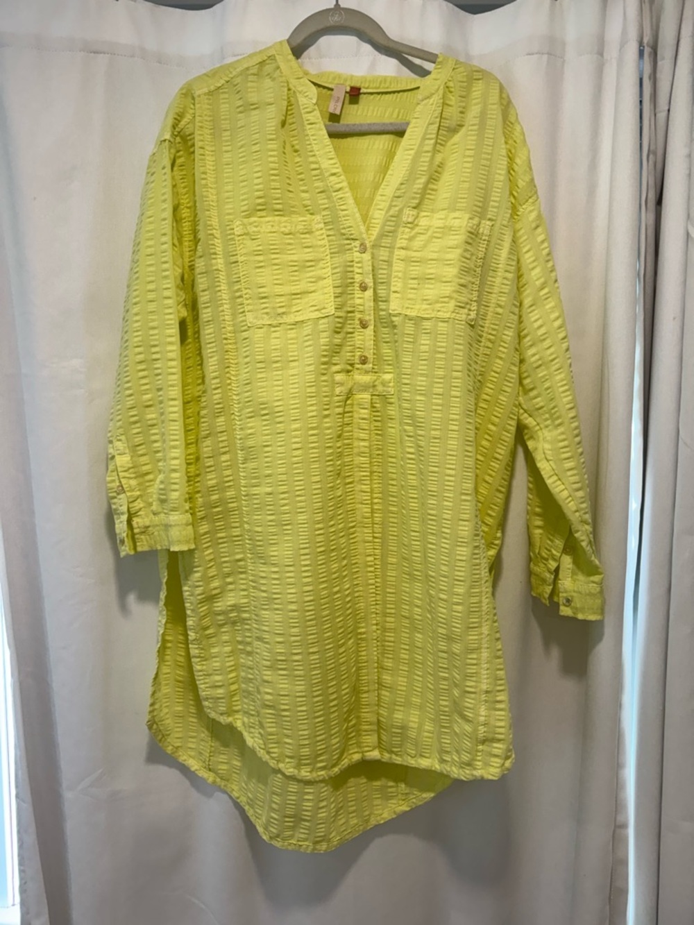 Pilcro Lime Yellow Button-Front Tunic